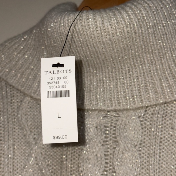 Talbots - Grey Sparkle Turtleneck/Cowl Sweater | Large - Picture 4 of 5